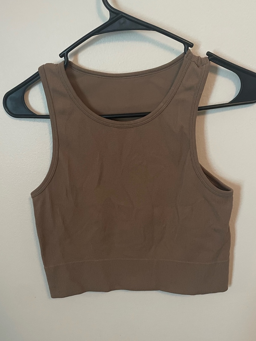 Ribbed Cropped Tank Top in Brown - Women's Sleeveless Crop